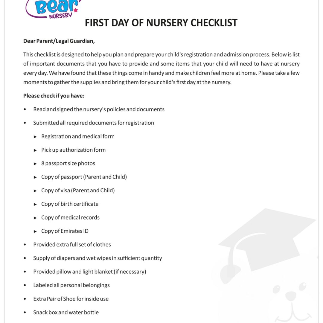 First Day of Nursery Checklist_page-0001